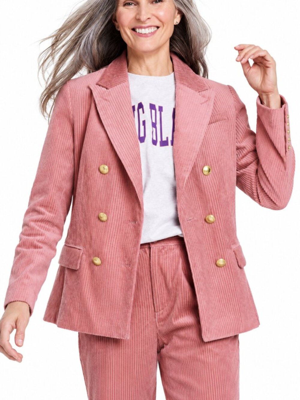ROWING BLAZERS x TARGET Corduroy Blazer Jacket Pink Gold Large Double Breasted